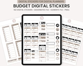 Digital Budget Stickers, Digital Finance Stickers, GoodNotes Digital Stickers, Digital Planner Stickers, GoodNotes Elements, Digital Widgets