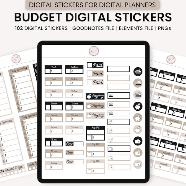 Digital Budget Stickers, Digital Finance Stickers, GoodNotes Digital Stickers, Digital Planner Stickers, GoodNotes Elements, Digital Widgets