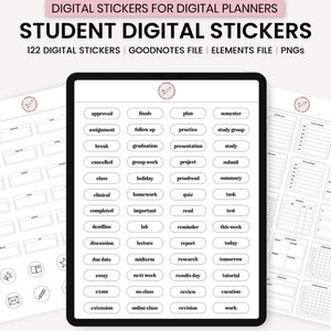 Digital Student Stickers, Digital Academic Stickers, College Digital Stickers, GoodNotes Digital Stickers, Digital Planner Stickers