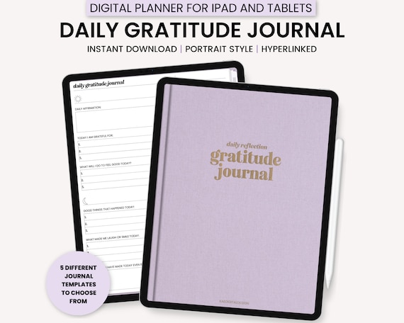 Digital Gratitude Journal, Digital 5 Minute Journal, Digital Self-Care Journal, Digital Mental Health Journal, Digital 365 Journal