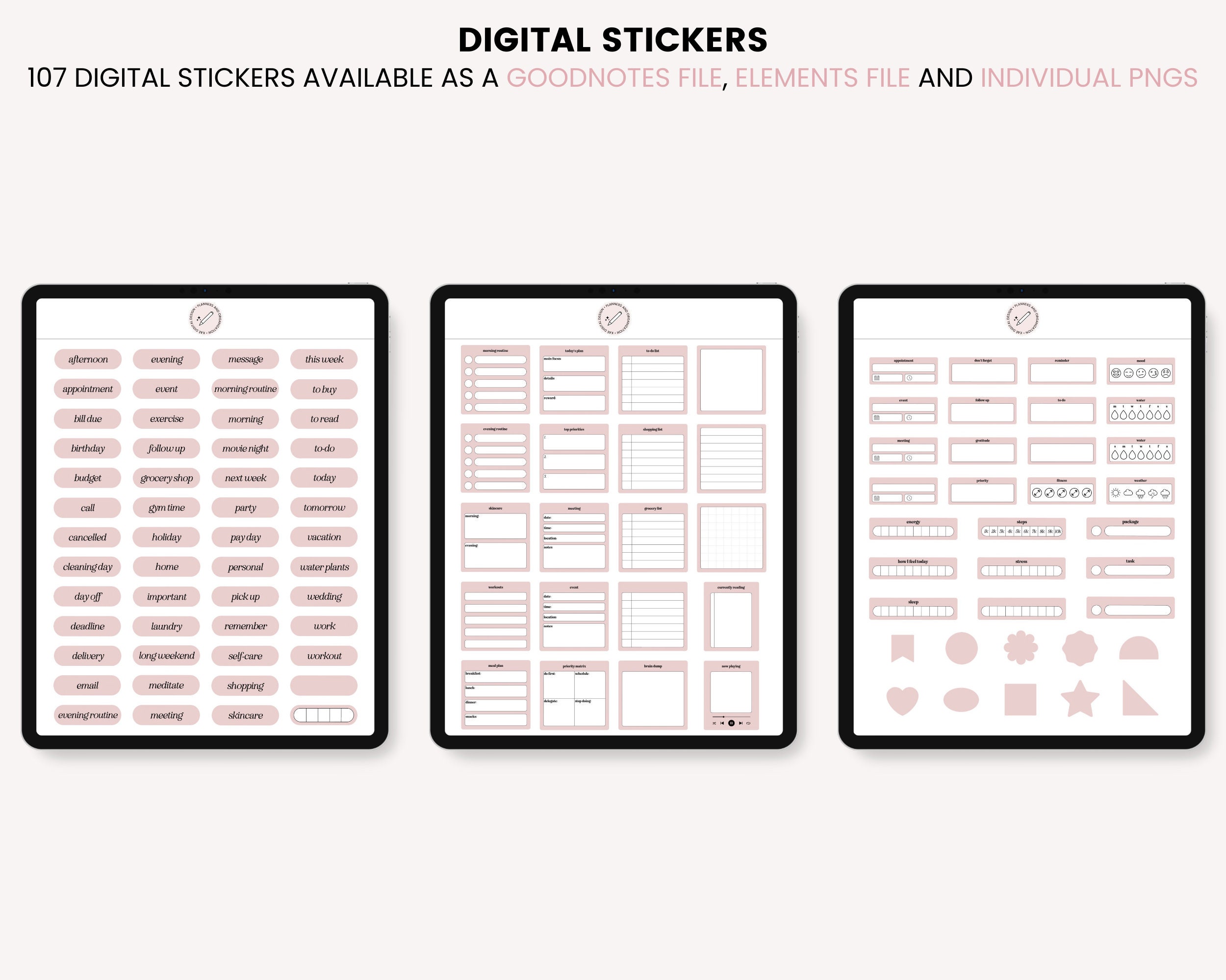 Digital Essential Stickers, Minimalist Everyday Digital Stickers ...