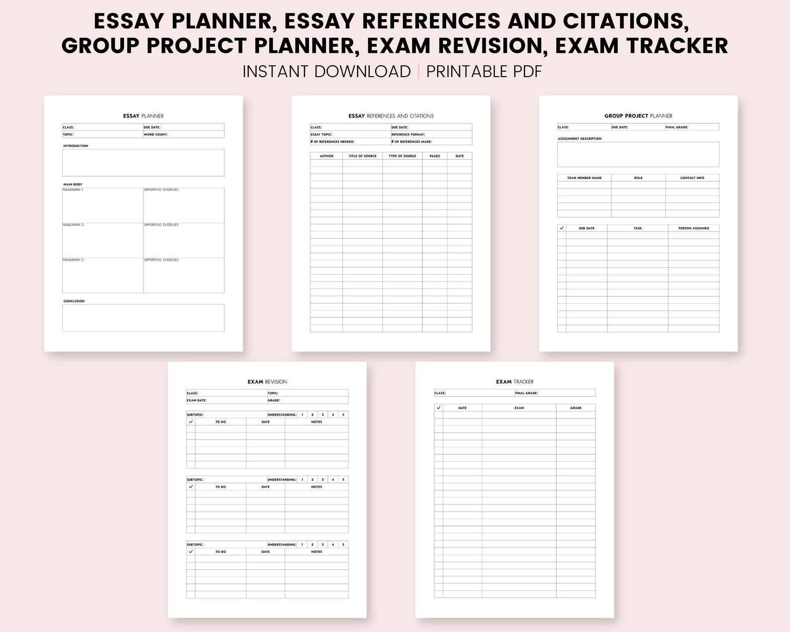 Student Planner Printable College Student Planner University - Etsy Canada