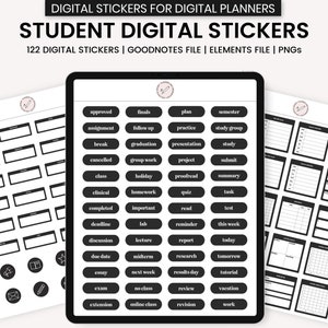 Digitale studentenstickers, digitale academische stickers, digitale studentenstickers, digitale GoodNotes-stickers, digitale plannerstickers