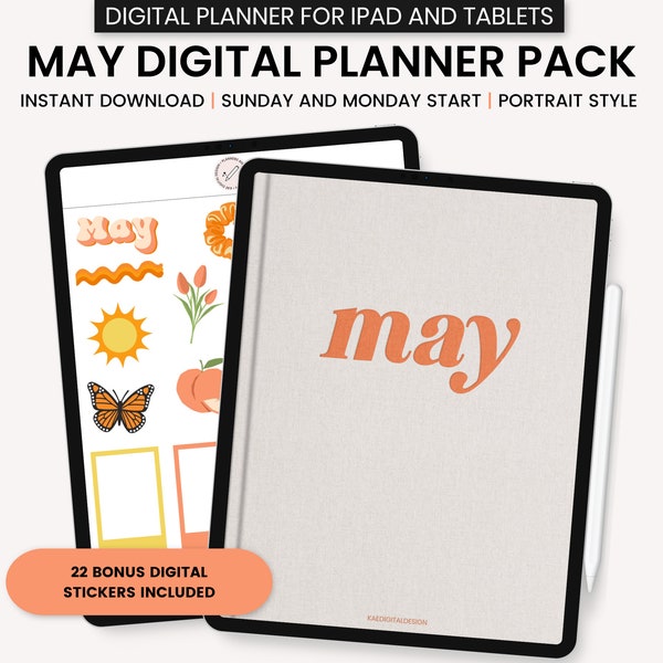 May 2024 Digital Planner, One Month Dated Digital Planner, Monthly Digital Planner, Weekly Digital Planner, Daily Digital Planner