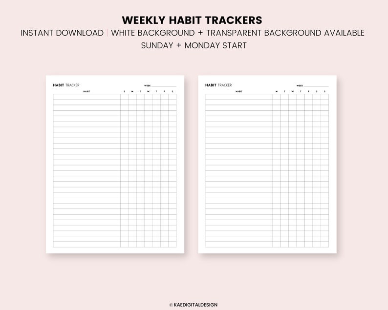Habit Tracker Digital Planner Template Routine Tracker Etsy Canada