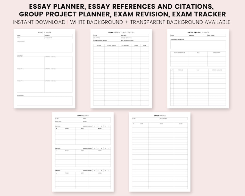 Student Digital Planner Templates Student Planner Inserts - Etsy