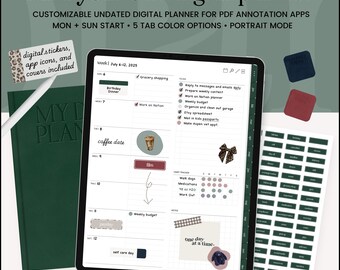 Undated Digital Planner, Minimalist Planner, GoodNotes Digital Planner, iPad Planner, 2026 Digital Planner, Campus Green Digital Planner