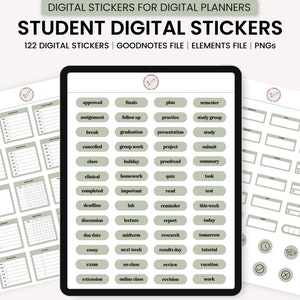 Digital Student Stickers, Digital Academic Stickers, College Digital Stickers, GoodNotes Digital Stickers, Digital Planner Stickers