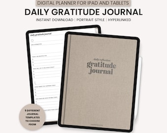 Digitales Dankbarkeit Journal, Digitales 5-Minuten Journal, Digitales Journal für Selbstfürsorge, Digitales Journal für psychische Gesundheit, Digitales 365 Journal