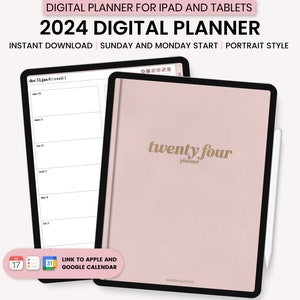 2024 Essential Digital Planner, Dated Digital Planner, Portrait Planner, Minimalist Planner, GoodNotes Digital Planner, iPad Planner