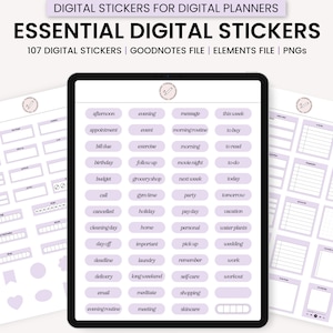 Digital Essential Stickers, Minimalist Everyday Digital Stickers, GoodNotes Digital Stickers, Digital Planner Stickers