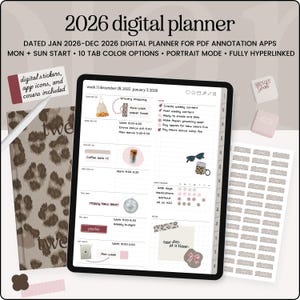 2026 Dated Digital Planner, Daily Digital Planner, Weekly Digital Planner, Dated Digital Planner, GoodNotes Digital Planner, iPad Planner
