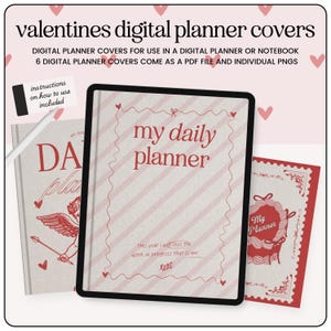 Digital Planner Covers, Digital Notebook Covers, GoodNotes Planner Covers, Valentines Digital Planner Covers