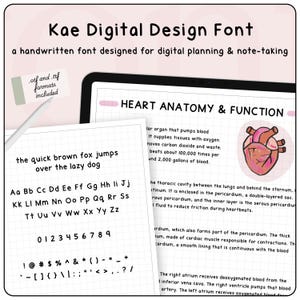 Kae Digital Design Handwritten Font, Digital Planning Font, GoodNotes Font, Neat Handwriting Font, Cute Font, Simple Font, Study Font