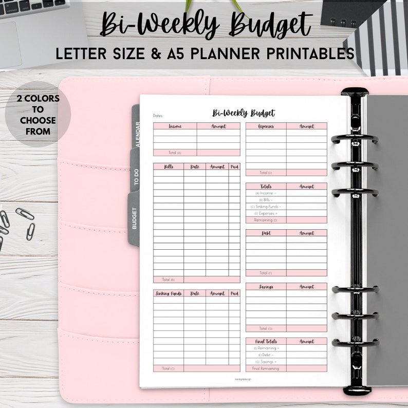 Bi-Weekly Budget Planner, Budget Printable, Budget Template, Paycheck Budget Printable, A5 Planner Printable, Digital Budget Planner 