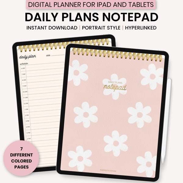 Daily Digital Planner, Daily Planner Notepad, Daily Schedule, Daily Planner Template, Daily Digital Planner for iPad, Daily Journal Planner