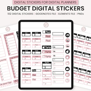 Digital Budget Stickers, Digital Finance Stickers, GoodNotes Digital Stickers, Digital Planner Stickers, GoodNotes Elements, Digital Widgets
