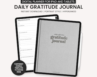 Digitales Dankbarkeit Journal, Digitales 5-Minuten Journal, Digitales Journal für Selbstfürsorge, Digitales Journal für psychische Gesundheit, Digitales 365 Journal
