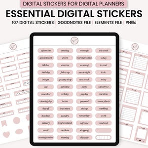 Digital Essential Stickers, Minimalist Everyday Digital Stickers, GoodNotes Digital Stickers, Digital Planner Stickers