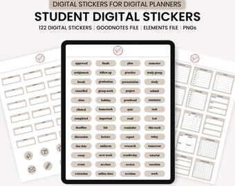 Digital Student Stickers, Digital Academic Stickers, College Digital Stickers, GoodNotes Digital Stickers, Digital Planner Stickers