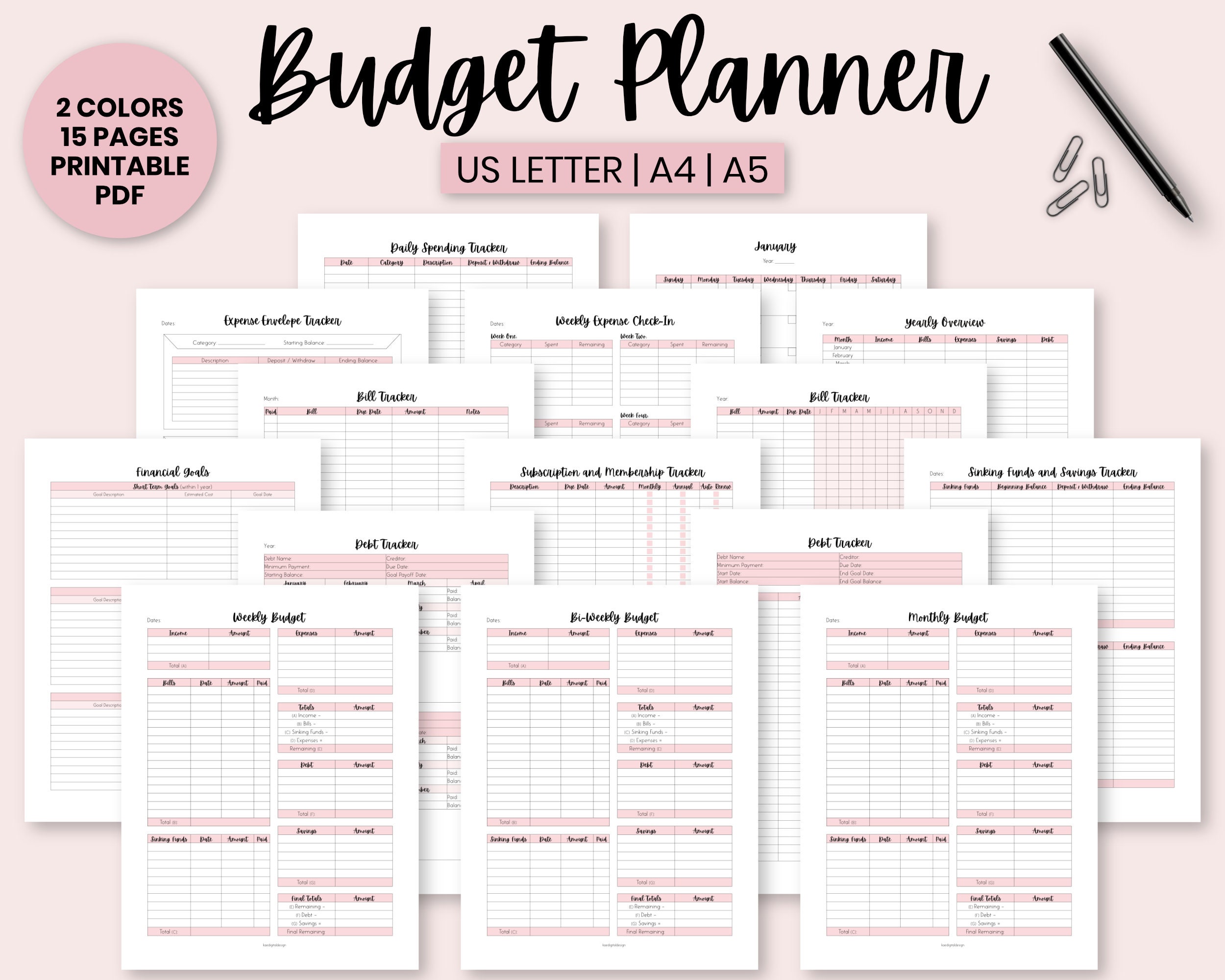 Modèle De Planificateur De Budget Mensuel Et Hebdomadaire Concept De  Planification