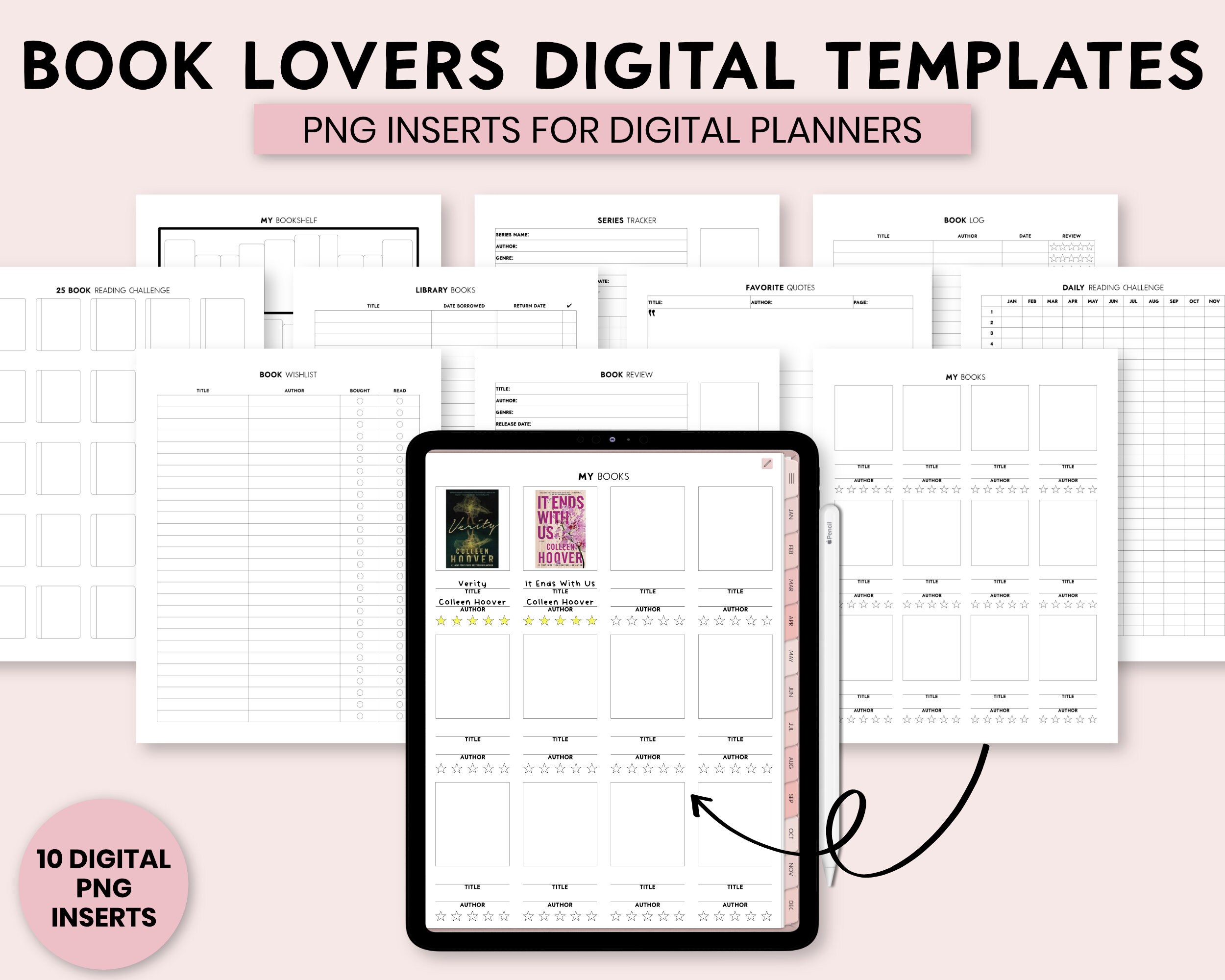 Book Tracker Digital Planner Template Reading Tracker | Etsy