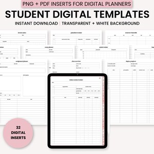 Student Digital Planner Templates, Student Planner Inserts, Acedemic ...