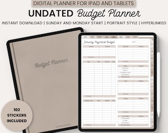 Digitale budgetplanner, digitale financiële planner, digitale planner, tweewekelijkse begroting, maandbudget, GoodNotes digitale planner, iPad planner