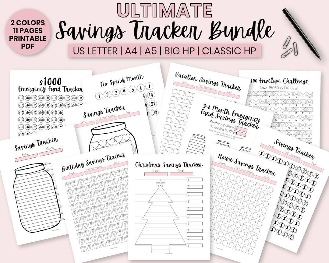 Savings Tracker Printable, Savings Tracker Emergency Fund, Savings ...