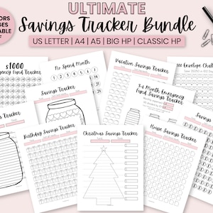 Savings Tracker Printable, Savings Tracker Emergency Fund, Savings Tracker Bundle, Savings Challenge, Savings Jar, Budget Printable Template