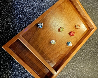 Handmade Wooden Dice Tray with Storage,  Felt-Lined RPG Dice Tray for DnD and Tabletop Games, Dice Rolling Tray