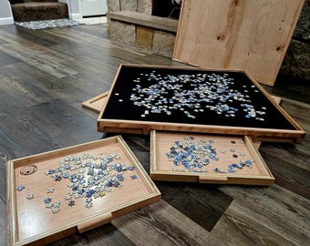2 Drawer Puzzle Board with Lazy Susan and Base and Lid