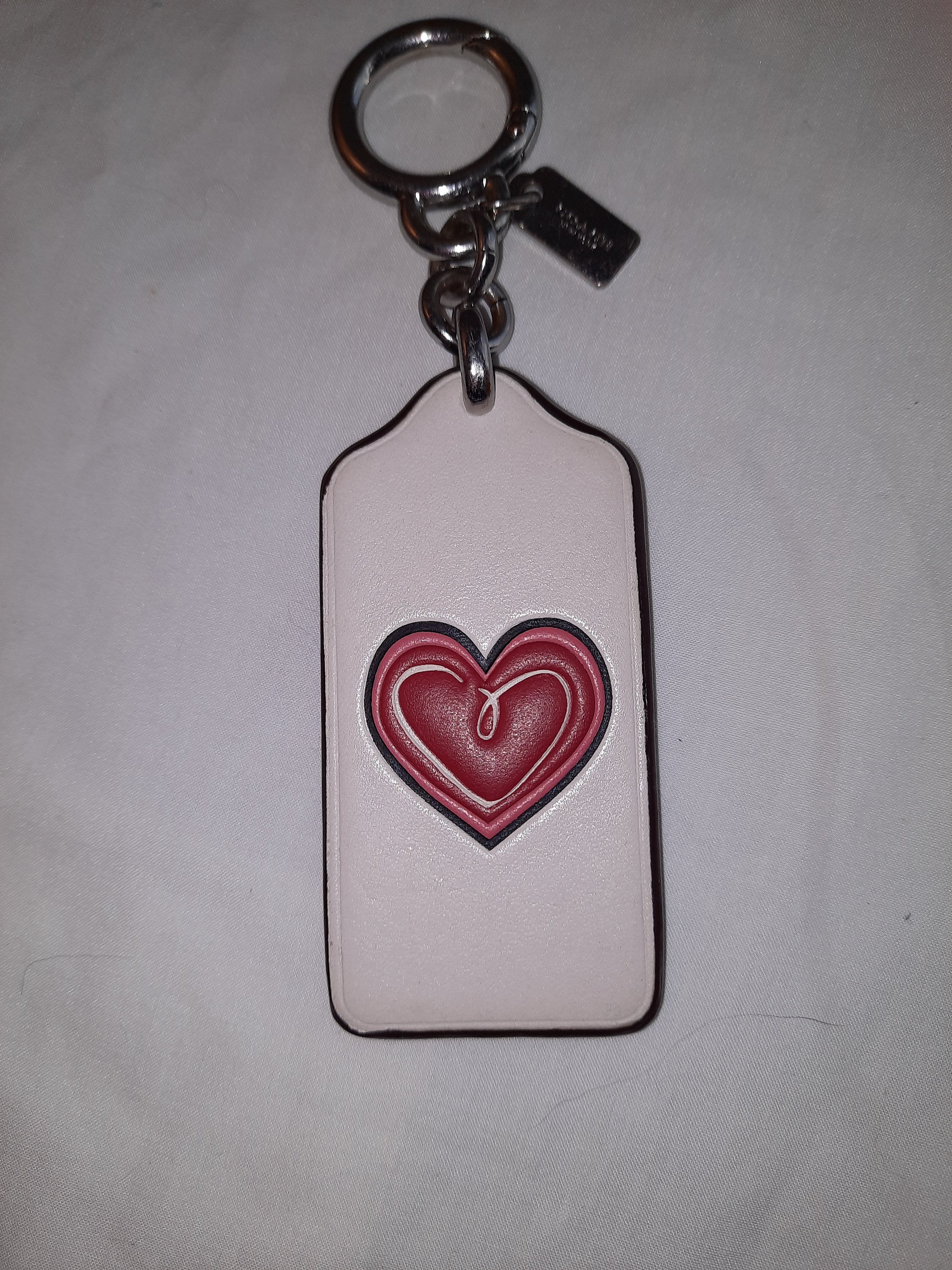 COACH Turnlock Heart Photo Frame Keychain Key Fob RED / Maroon - Rare!