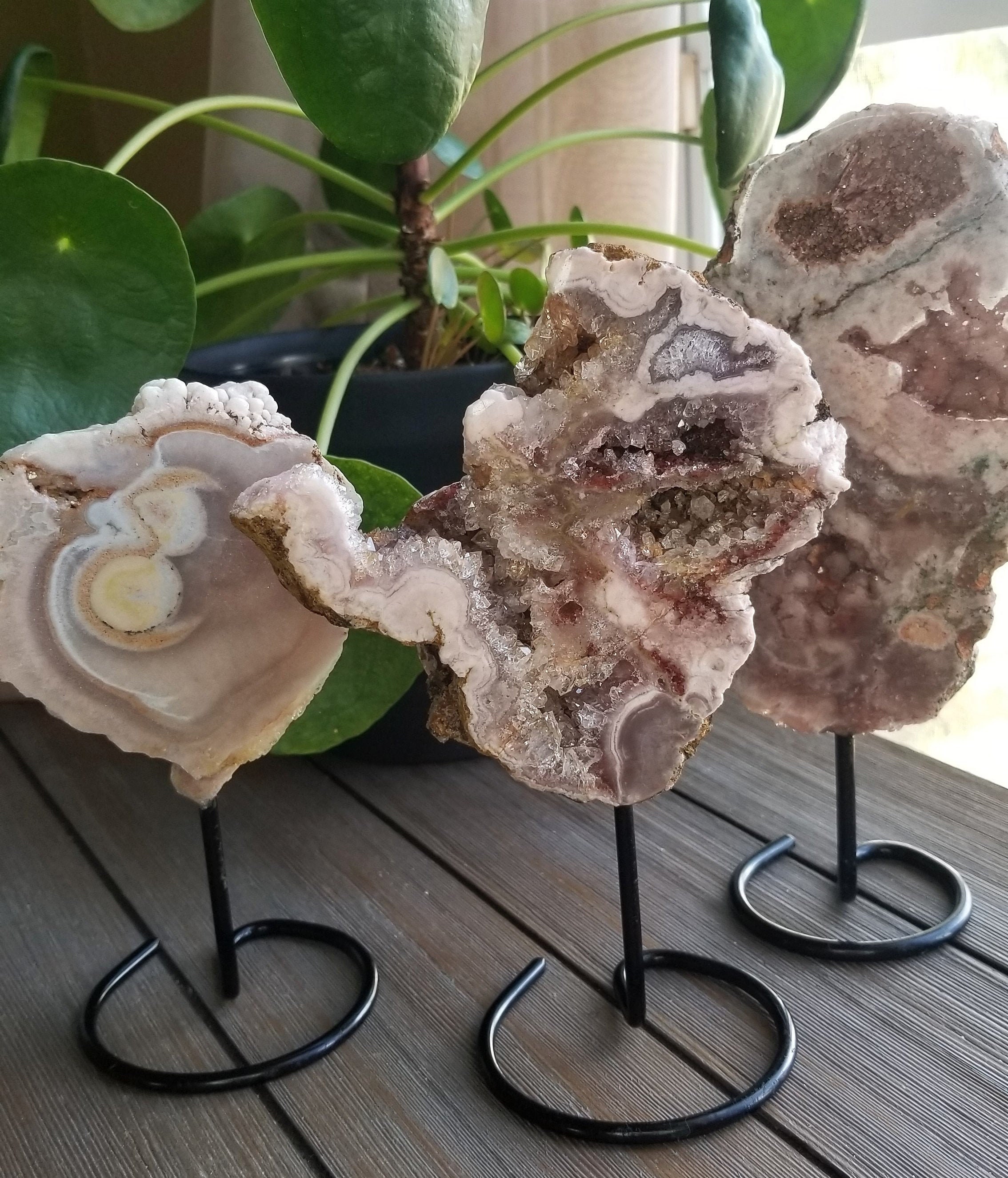 Pink Amethyst On Stand with Crystal Druzy Polished Pink Etsy