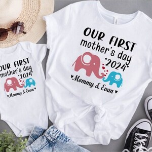 Our First Mothers Day Shirt, Personalized Name Shirt, First Mothers Day Shirt, Elephant Babysuit, PNG, DIGITAL PNG