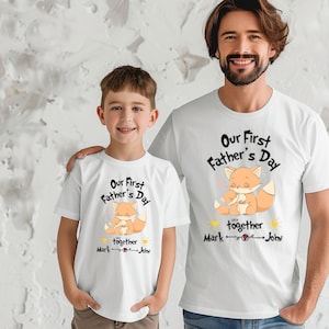 Cute Foxes Daddy Son Matching Outfit, Our First Fathers Day Together Shirt, Dad T-Shirt, Baby Onesie PNG, Digital