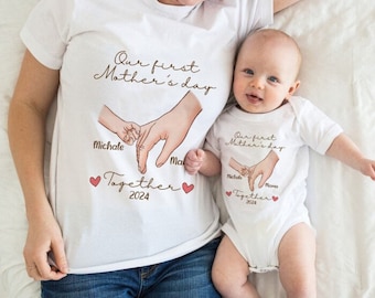 Our First Mother's Day Together Shirt, Mother's Day Gift, Personalized Shirt, Mom And Baby Matching Shirt, PNG, DIGITAL PNG