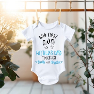 Our First Father&#39;s Day Shirt, Personalized Dad and Baby Shirt, Baby Onesie PNG, Digital