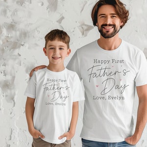 Personalized Happy First Father&#39;s Day with Name Onesie, 1st Father&&#39;s Day PNG, Digital