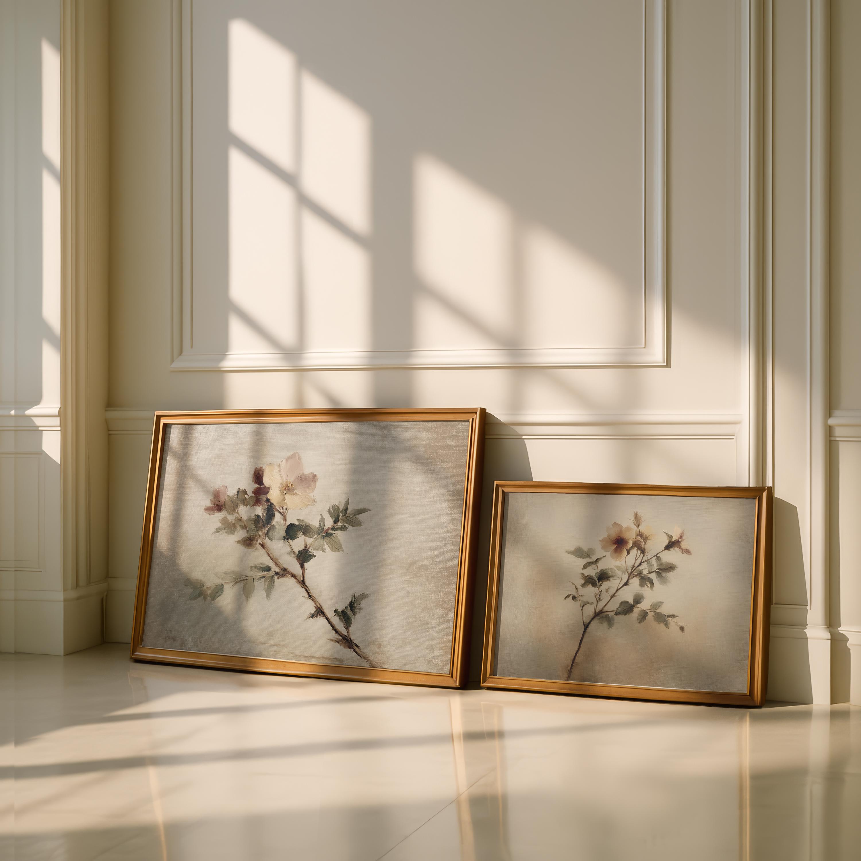 Vintage Botanical Wall Art Set, Moody Wildflower Paintings, Cottagecore ...