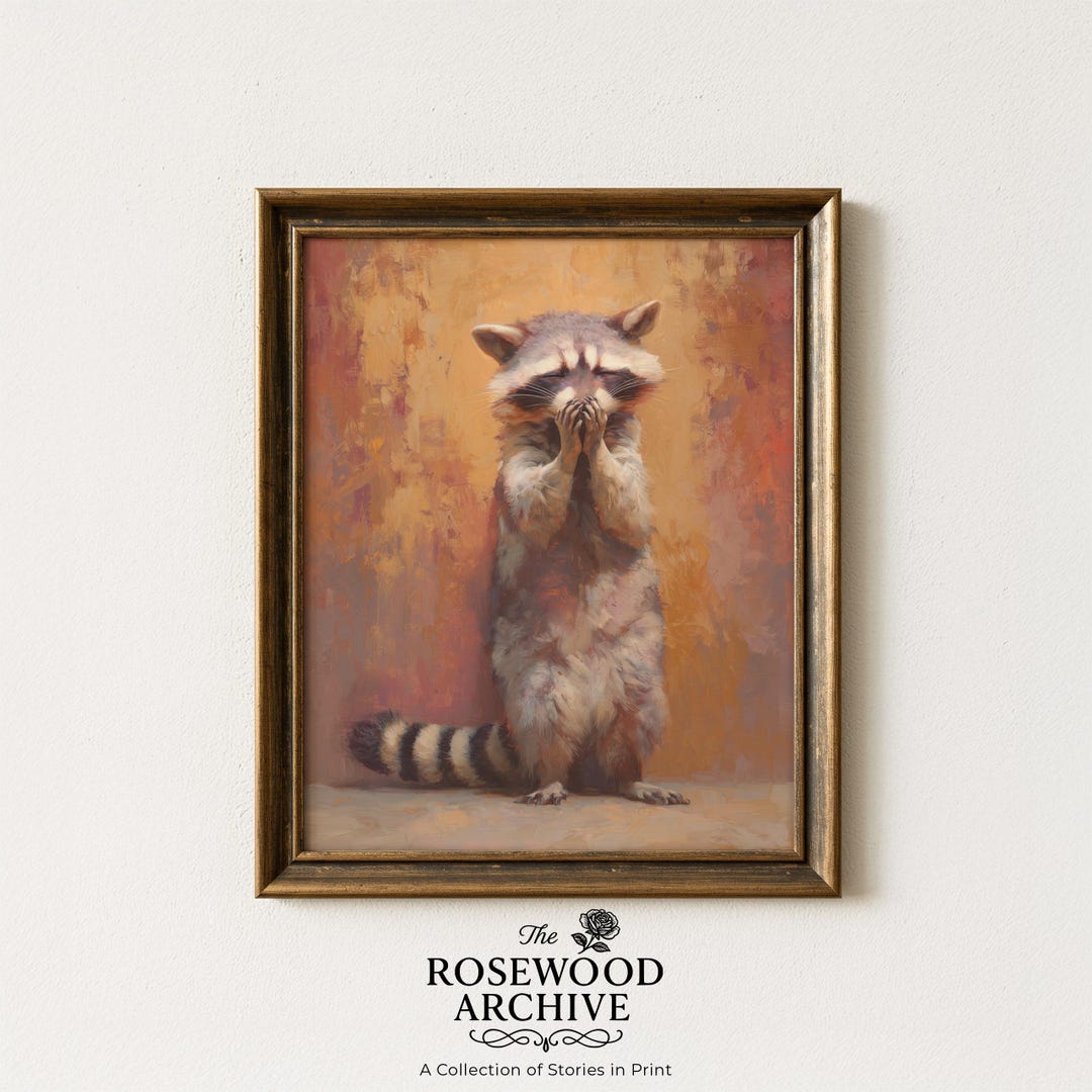 Rustic Raccoon Rustic Raccoon Portrait - Cozy Vintage Animal Art, Cute Anthropomorphic ...