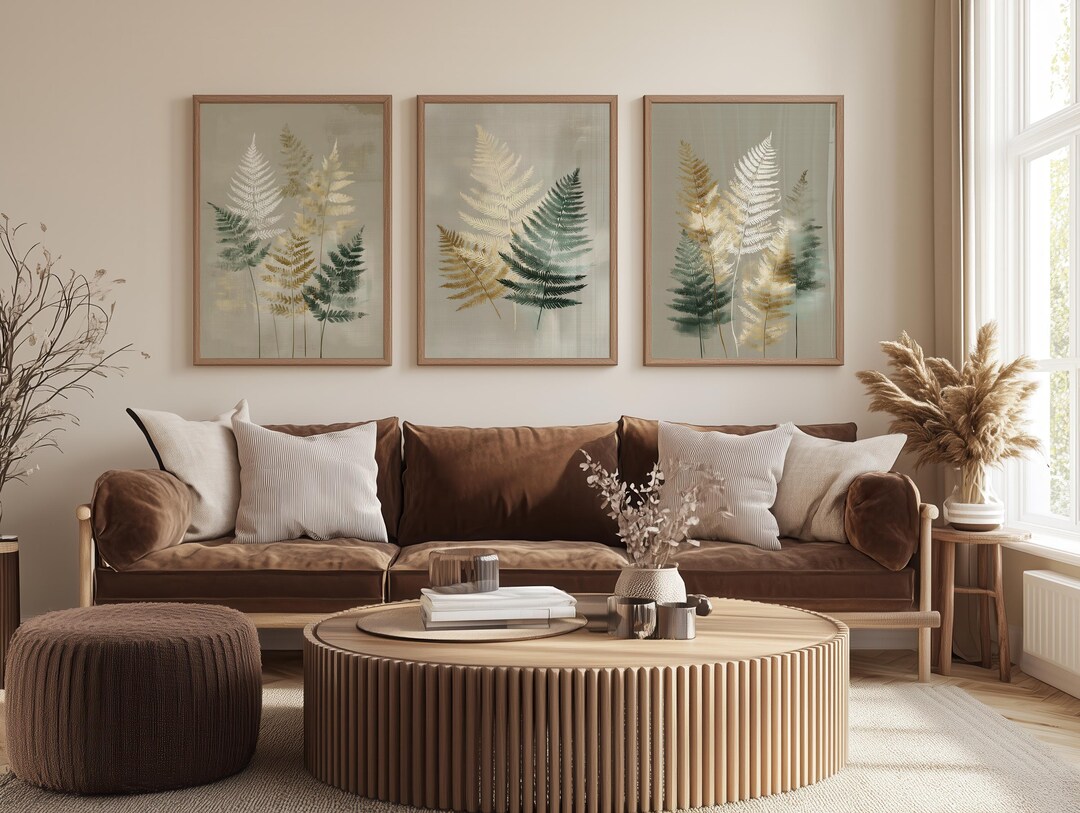 Botanical Wall Art Set, Printable Fern Prints Neutral Vintage Art ...