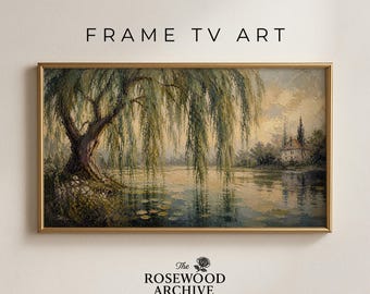 Impressionist Willow Tree and Water Reflection Art for Samsung Frame TV Art (Digital Download) 552
