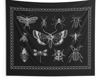 Gothic tapestry aesthetic Moth tapestry Insect decor Bug art Dark wall art Wiccan  hanging wall art Best selling items Goth wall art gift