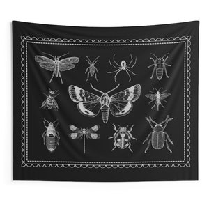 Gothic tapestry aesthetic Moth tapestry Insect decor Bug art Dark wall art Wiccan  hanging wall art Best selling items Goth wall art gift