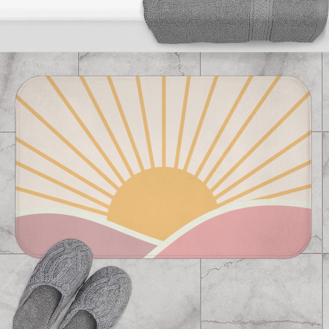 Boho Bath Mat Sun Bath Mat Cute Shower Mat Bohemian Etsy
