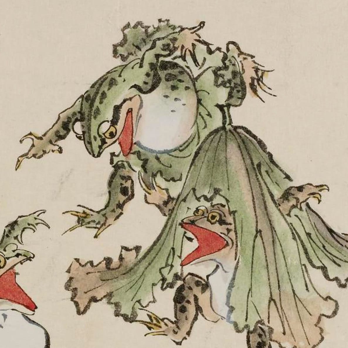 Frog Tapestry Frog Wall Art Japanese Gift Anthropomorphic Etsy