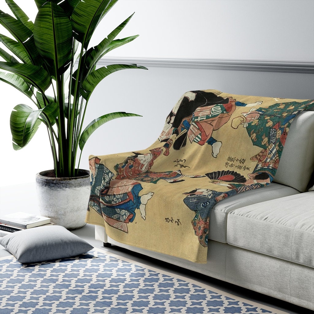 Cat blanket Japanese blanket Samurai decor Asian gift Soft Etsy