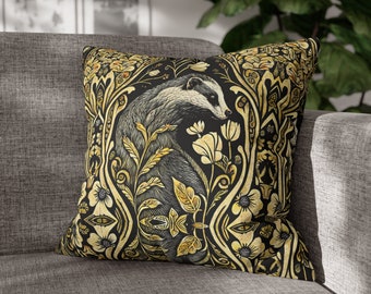 Forestcore Badger pillow case Throw pillow covers 20x20 William Morris inspired Aesthetic pillow covers Colorful pillows Cottage core gift