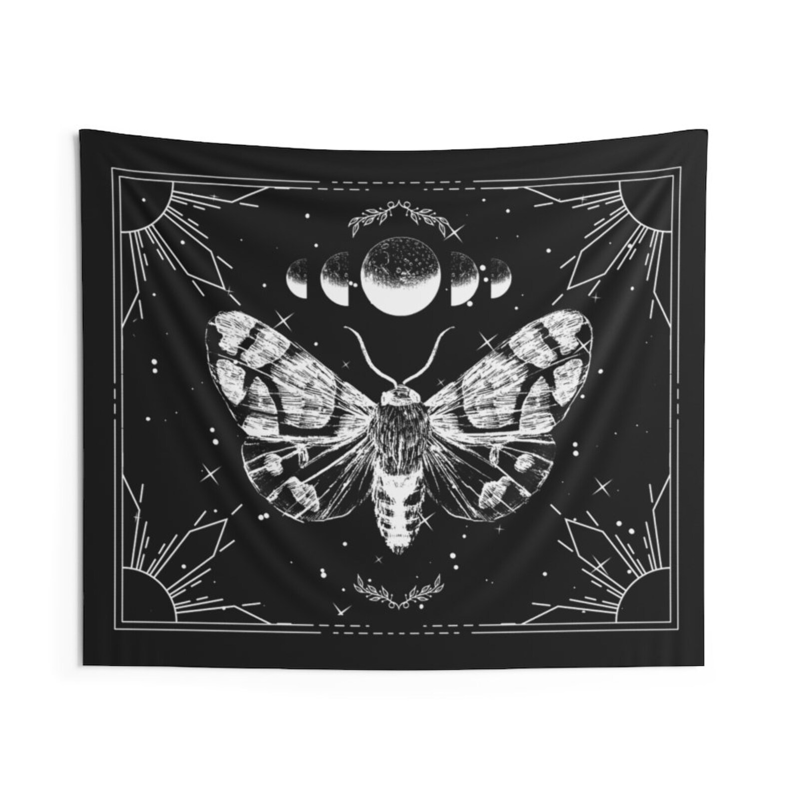 Moth Tapestry Dark Gift Moon Tapestry Goth Tapestry Hippie Etsy